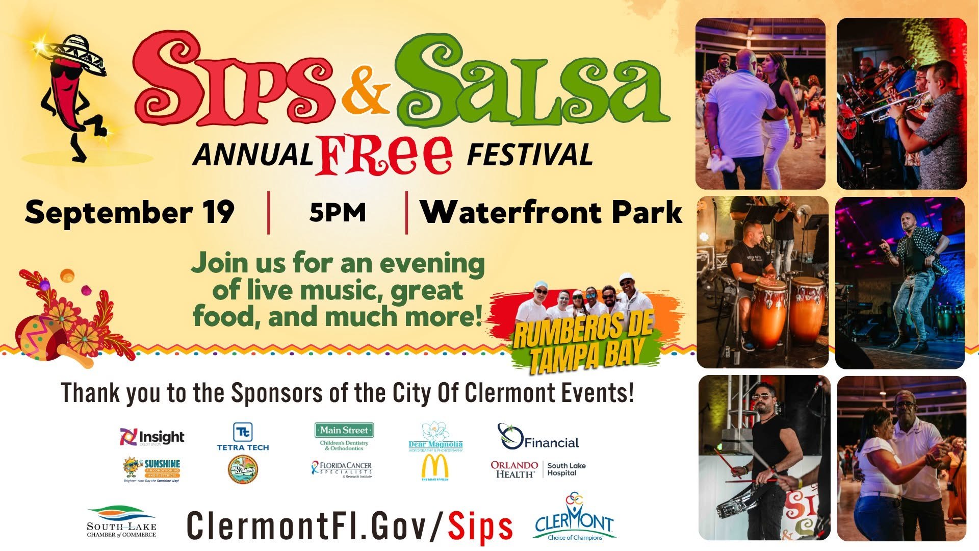 Clermont Sips & Salsa Festival &mdash; September 19, 5PM, Waterfront Park